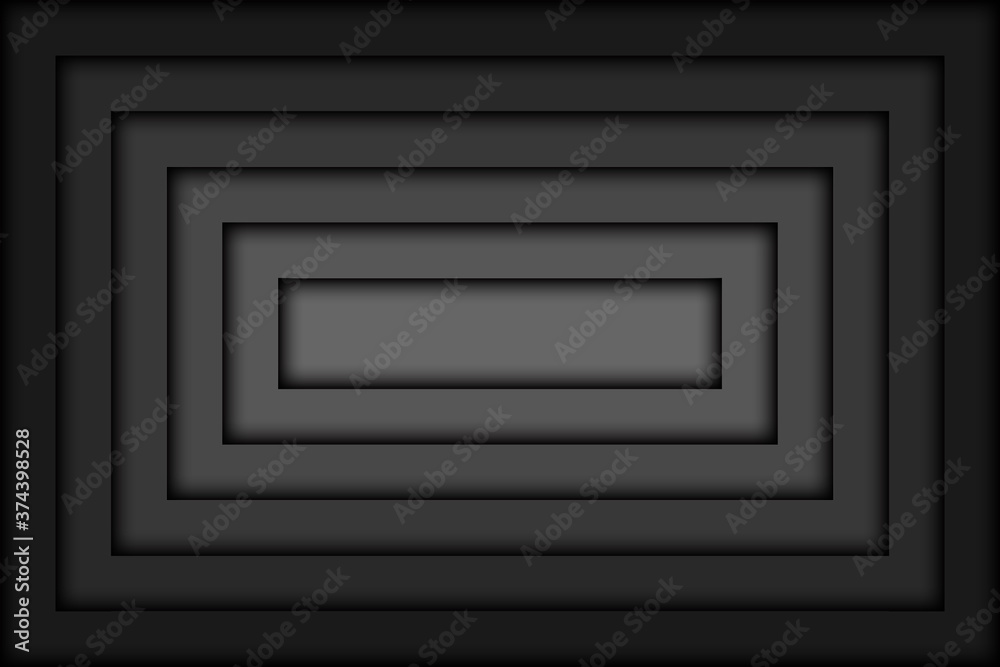 Wall mural dark simple modern background vector teplate. black rectangle overlapped layers. futuristic square i