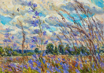 landscape, oil painting, handmade drawing © vadim_fl