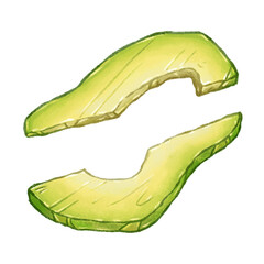Avocado slices. Watercolor illustration isolated on white background for menu design and food packaging