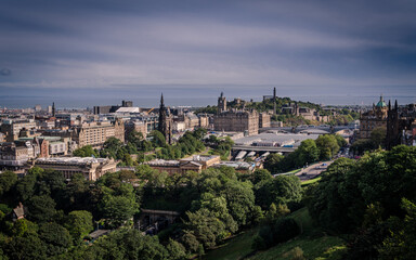 Fototapeta na wymiar Edinburgh city view from the castle, Scotland