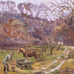 landscape, oil painting, handmade drawing