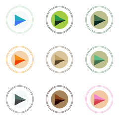 play video button icon set symbol and logo on sunset sea theme with lot of color combination editable