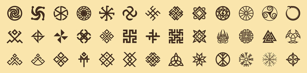 vector pagan, Celtic mystical and magical symbols - obrazy, fototapety, plakaty