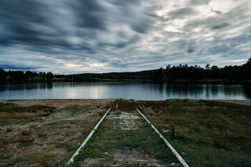 Naklejka premium Docks at Bostadvannet. A quite place just outside the city of Oslo, Norway