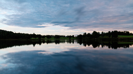 Calmn water at Bogstadvannet. Long exposure shot. Oslo, Norway. 