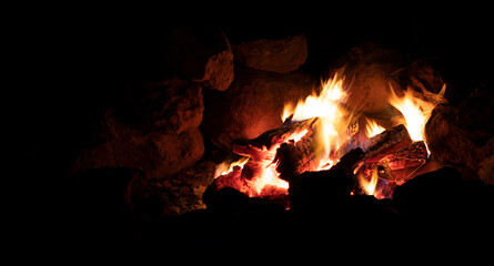 Small campfire at night