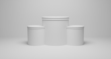 3d rendering. Abstract composition of geometric shapes in a bright room. A podium for your mockup.