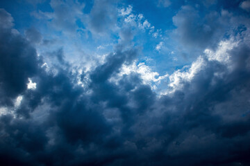 Obraz premium dramatic sky with flying dark clouds, overcast sky before a rain