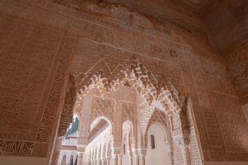 a beautiful sunny day in Granada, Spain at the Alhambra historical building 
