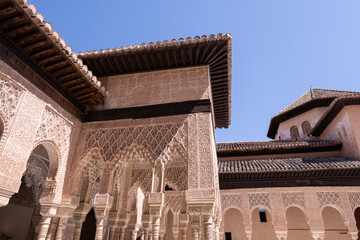 Obraz premium a beautiful sunny day in Granada, Spain at the Alhambra historical building 