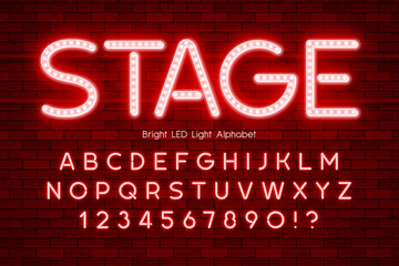 LED light 3d alphabet, extra glowing modern type.