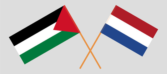 Crossed flags of Palestine and the Netherlands