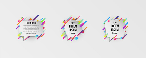 Set of colorful templates with abstract gradient shapes. Neon color lines and cards in a modern trendy design style