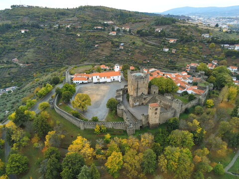Bragan&ccedil;a, historical  city with castle in Portugal. Aerial Drone Photo