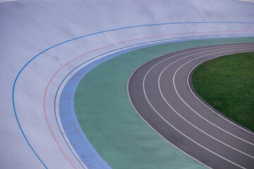 Professional outdoor cycling track at the stadium