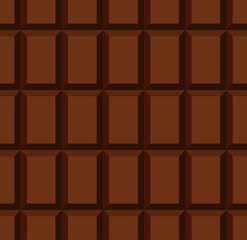 Unwrapped milky chocolate bar seamless pattern with rows of individual blocks in a catering, candy, food or nutritional background, vector illustration