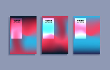 Set of covers design templates with vibrant gradient background. Trendy modern design. Applicable for placards, banners, flyers, presentations, covers and reports. Vector illustration. Eps10.