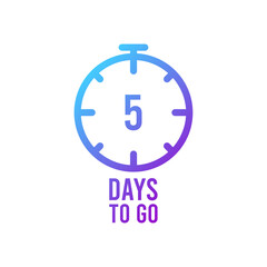 Count timer icon. Vector emblem of 5 days left in flat style. Hour down icon with ribbon. Countdown left days banner. vector illustration eps10