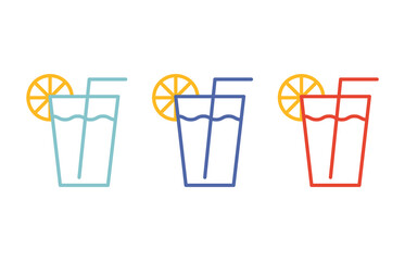 Fresh drink lemonade glass of smoothie diet beverage cocktail vector illustration in flat cartoon design isolated