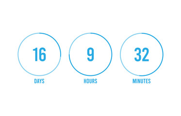 Count timer icon. Vector emblem of hours left in flat style. Hour down icon with ribbon. Countdown left days banner. vector illustration eps10