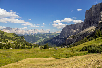 View of the Dolomites from Gardena Pass, South Tyrol, Italy
