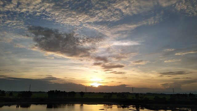 sunset over the river