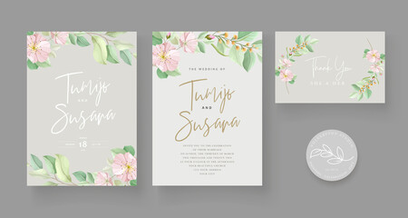 Fototapeta na wymiar beautiful floral wedding invitation card set