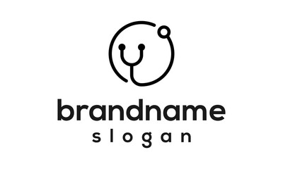 Simple stethoscope logo design vector