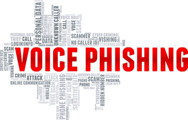 Vishing - Voice Phishing vector illustration word cloud isolated on a white background.