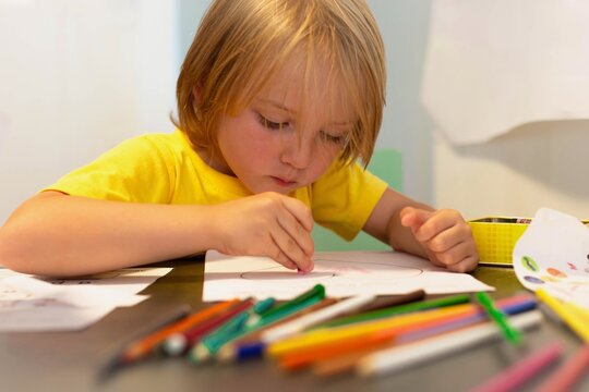 Children coloring and drawing art. Creativity and education.