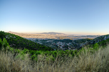 Panoramic view of Athens Greece from Parnitha mount