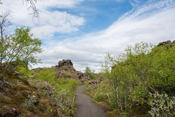 Dimmuborgir nature reserve in Myvatn area in Iceland