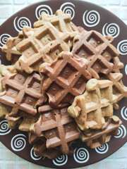 delicious baked Viennese waffles on a plate