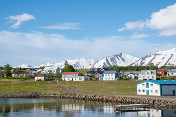 Fototapeta na wymiar The village on island of Hrisey in Iceland