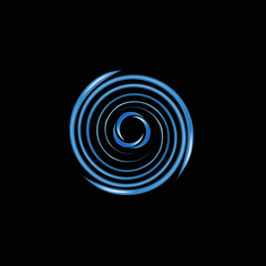 Logo blue spiral waves ocean beach swirl vector web image template graphic illustration on black background 