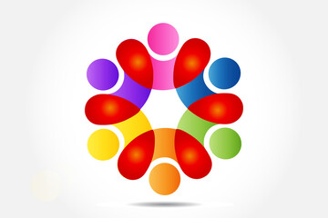 Logo teamwork unity business hug people holding hands vector image 