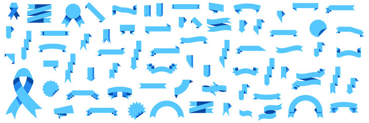 Abstract Set Collection Flat Banner Ribbon Elements Color Retro Flag, Tape For Text, Price Tag, Sale Label Isolated Vector Design Style Illustration Blank Template Different Shapes