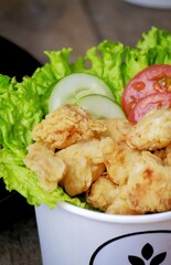 crispy chicken flour with vegetables