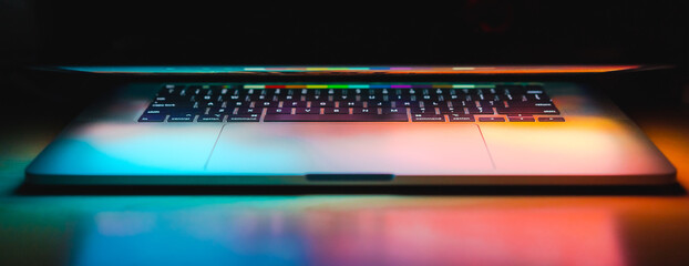 Keyboard when the lid is half closed.