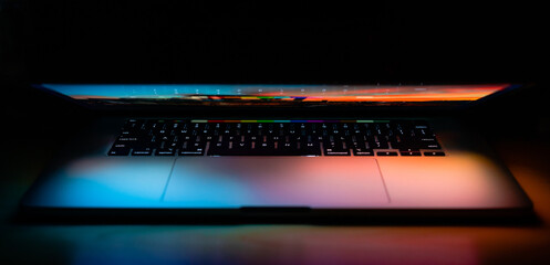 laptop on black background