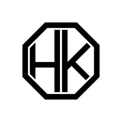 HK initial monogram logo, octagon shape, black color