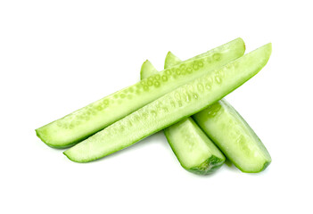 sliced cucumber isolated on white background