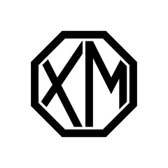 XM initial monogram logo, octagon shape, black color