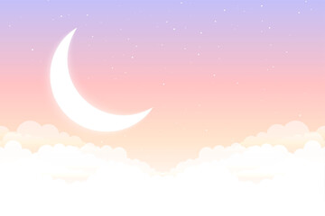Obraz na płótnie Canvas dreamy fairy tales moon star and clouds beautiful background