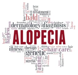 Alopecia - hair loss vector illustration word cloud isolated on a white background.