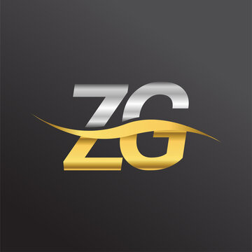 initial letter logo ZG company name gold and silver color swoosh design. vector logotype for business and company identity.