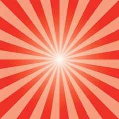 Fototapeta premium Sunburst background template. Bright orange-red rectangular recto backdrop design. Sunbeam background design for various purposes. 