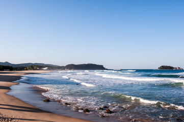 The beautiful landscape of sea coast sand beach.