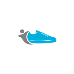 Shoes with people logo design concept vector template, Icon symbol, Design creative