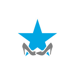 Obraz premium Shoes with Star logo design concept vector template, Icon symbol, Design creative
